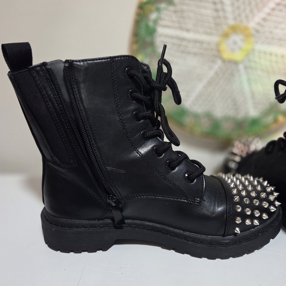 Black Studded Women's Boots - Picture 3 of 5